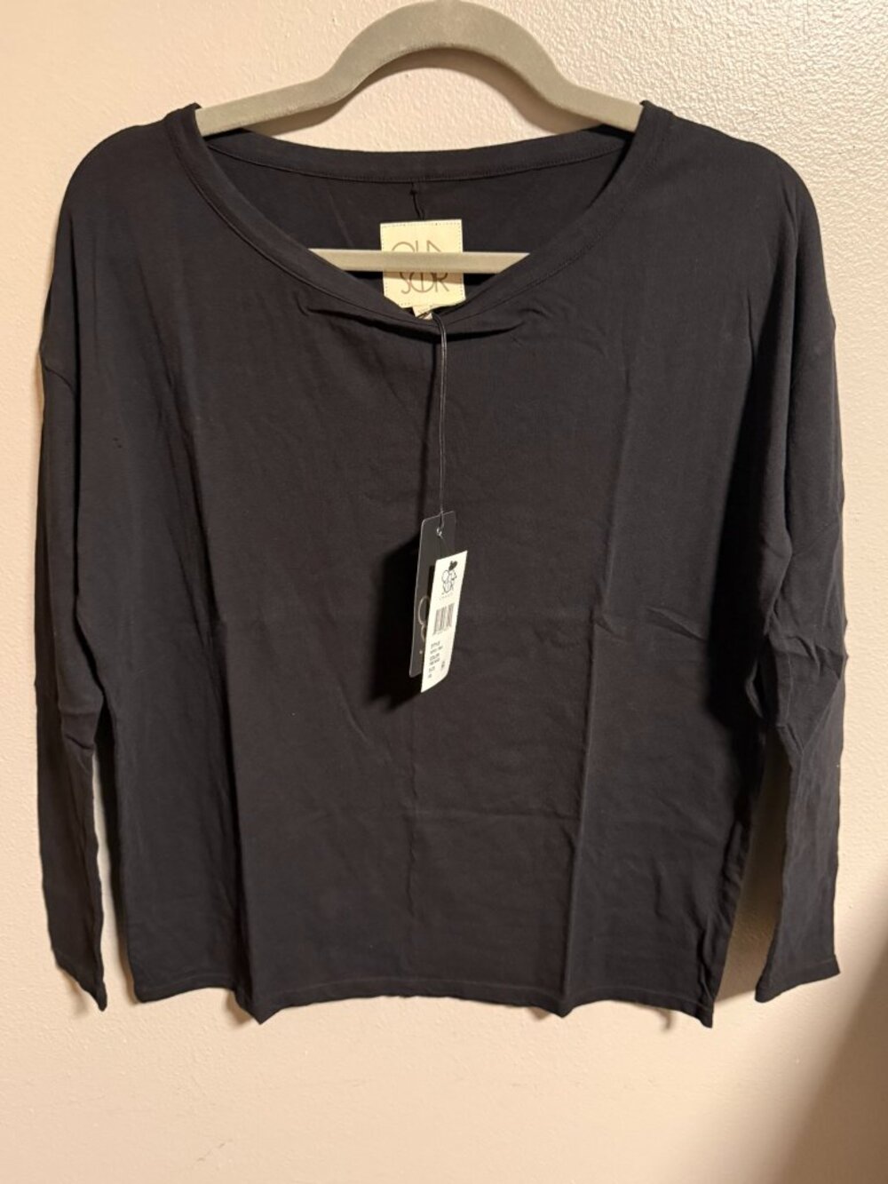 NWT Chaser Black Long Sleeve Tee Size XS Soft Relaxed Fit Everyday Basic